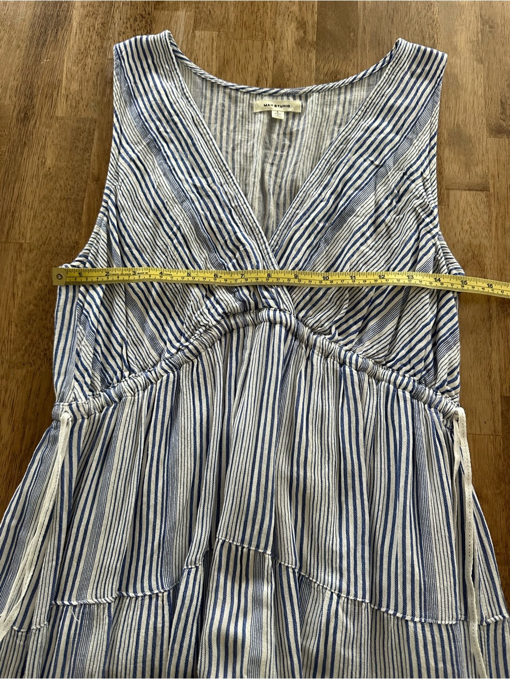 Max Studio Blue and White Striped Tiered Maxi Dress - Picture 7 of 9